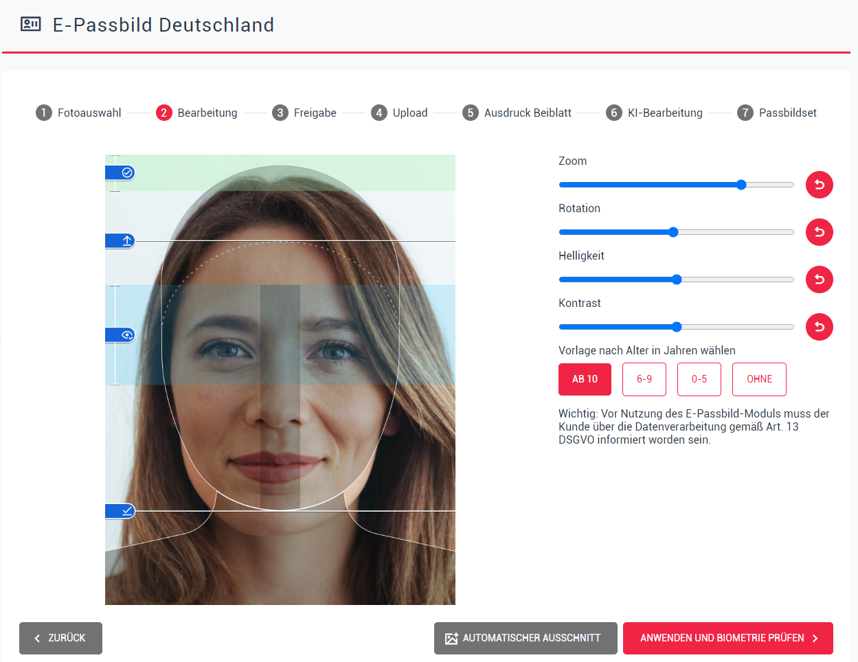 Bildschirmfoto aus der Software VST CREATE PORTRAIT - automatisierte Bildbearbeitung für Fotostudios