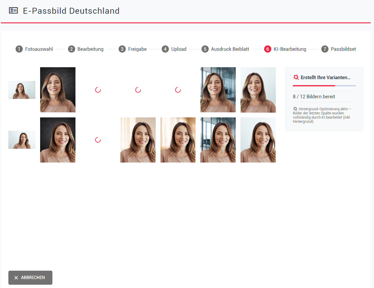 Bildschirmfoto aus der Software VST CREATE PORTRAIT - automatisierte Bildbearbeitung für Fotostudios