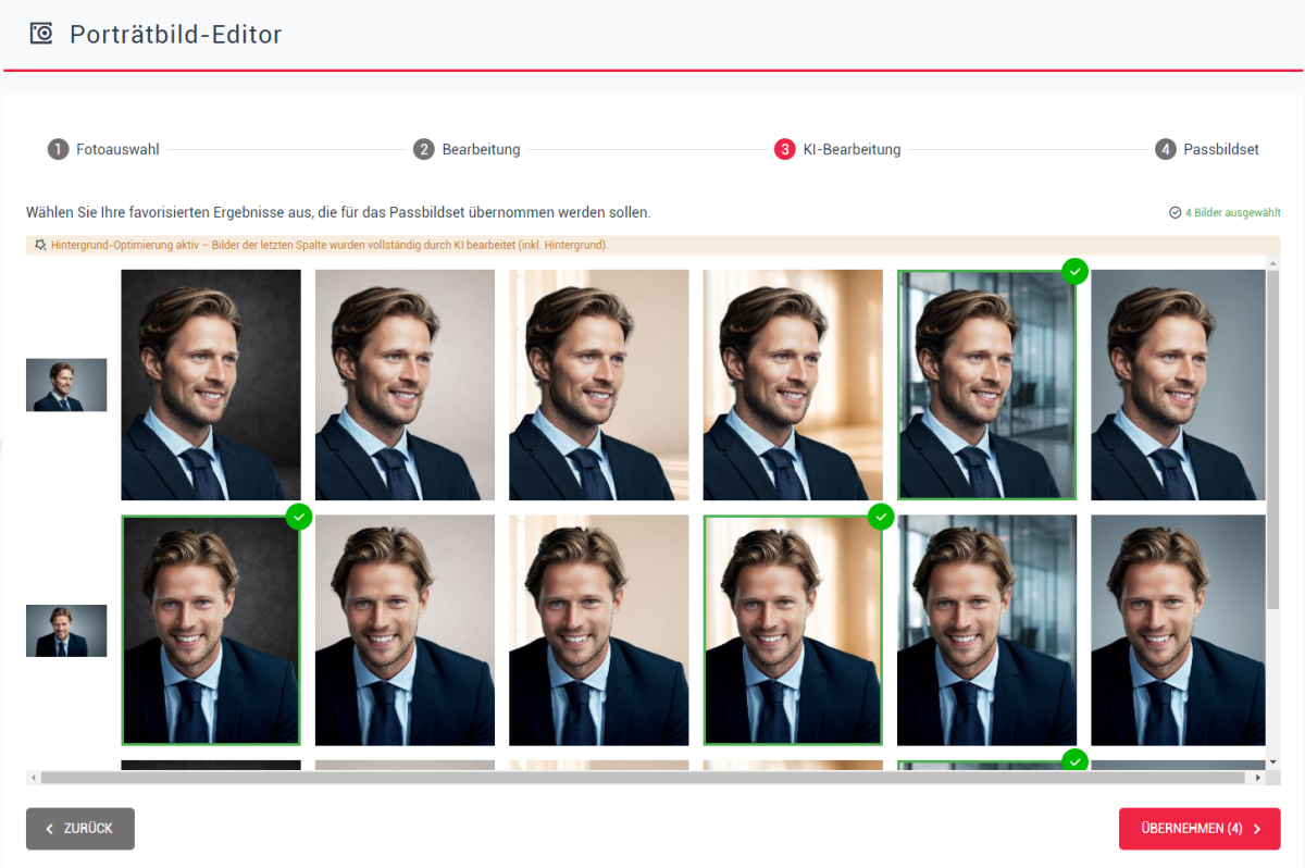 Bildschirmfoto aus der Software VST CREATE PORTRAIT - automatisierte Bildbearbeitung für Fotostudios