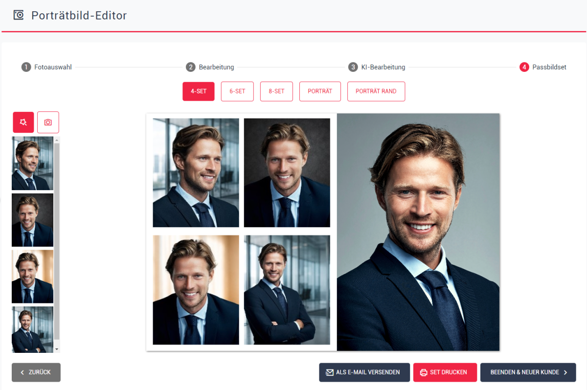 Bildschirmfoto aus der Software VST CREATE PORTRAIT - automatisierte Bildbearbeitung für Fotostudios
